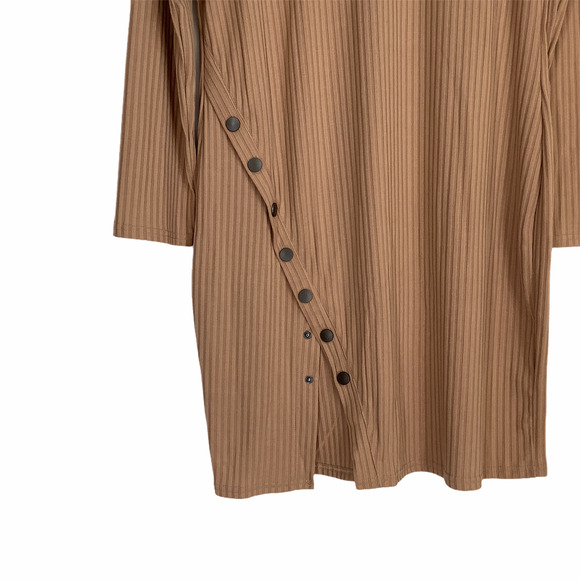 POGTMM Tan V-Neck Choker Cold Shoulder Dress 2XL - Picture 7 of 10